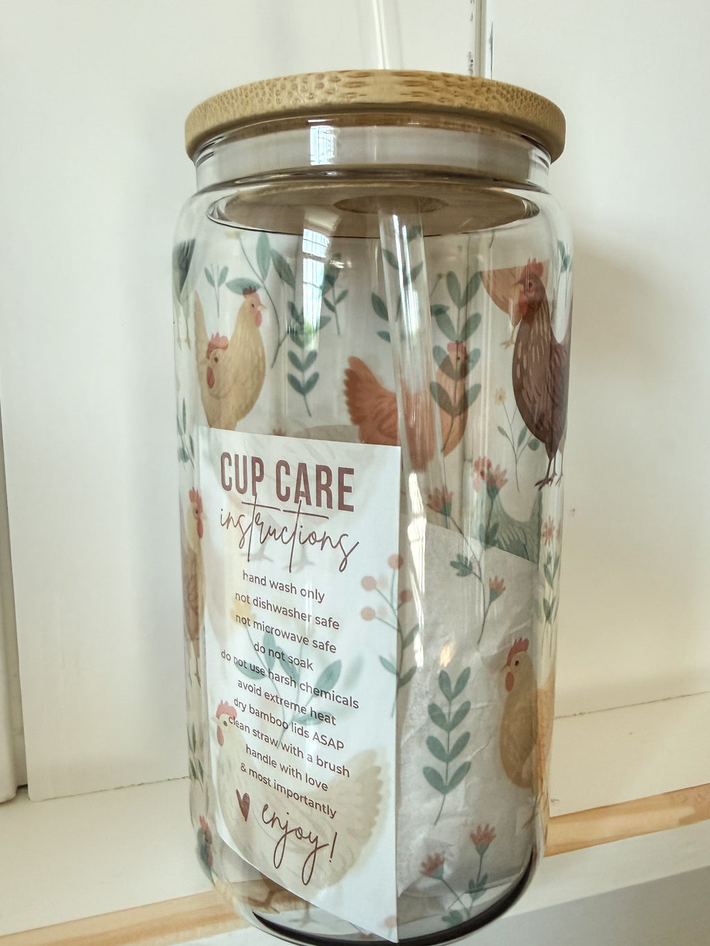 Roost & Roast Glass Tumbler 🐓