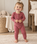 Ribbed Henley Bodysuit (Rose)