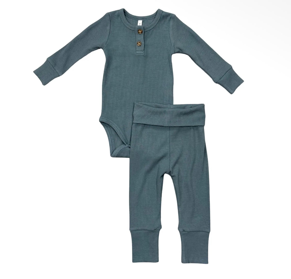 Ribbed Henley Bodysuit (Dark Teal)