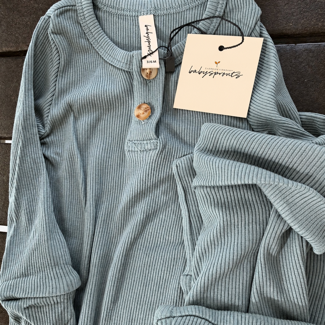 Ribbed Henley Bodysuit (Dark Teal)