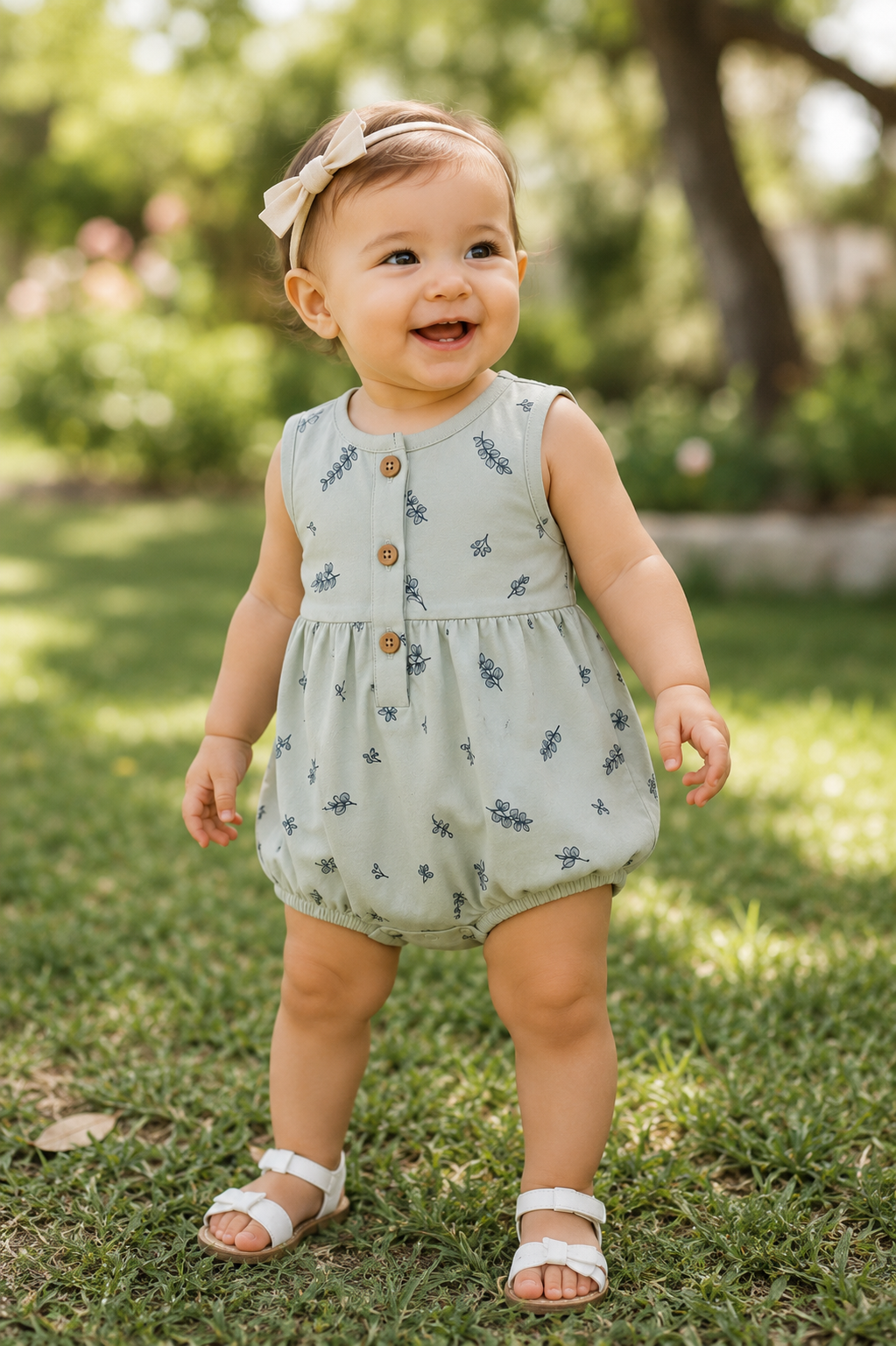 Sage Blossom Bubble Romper
