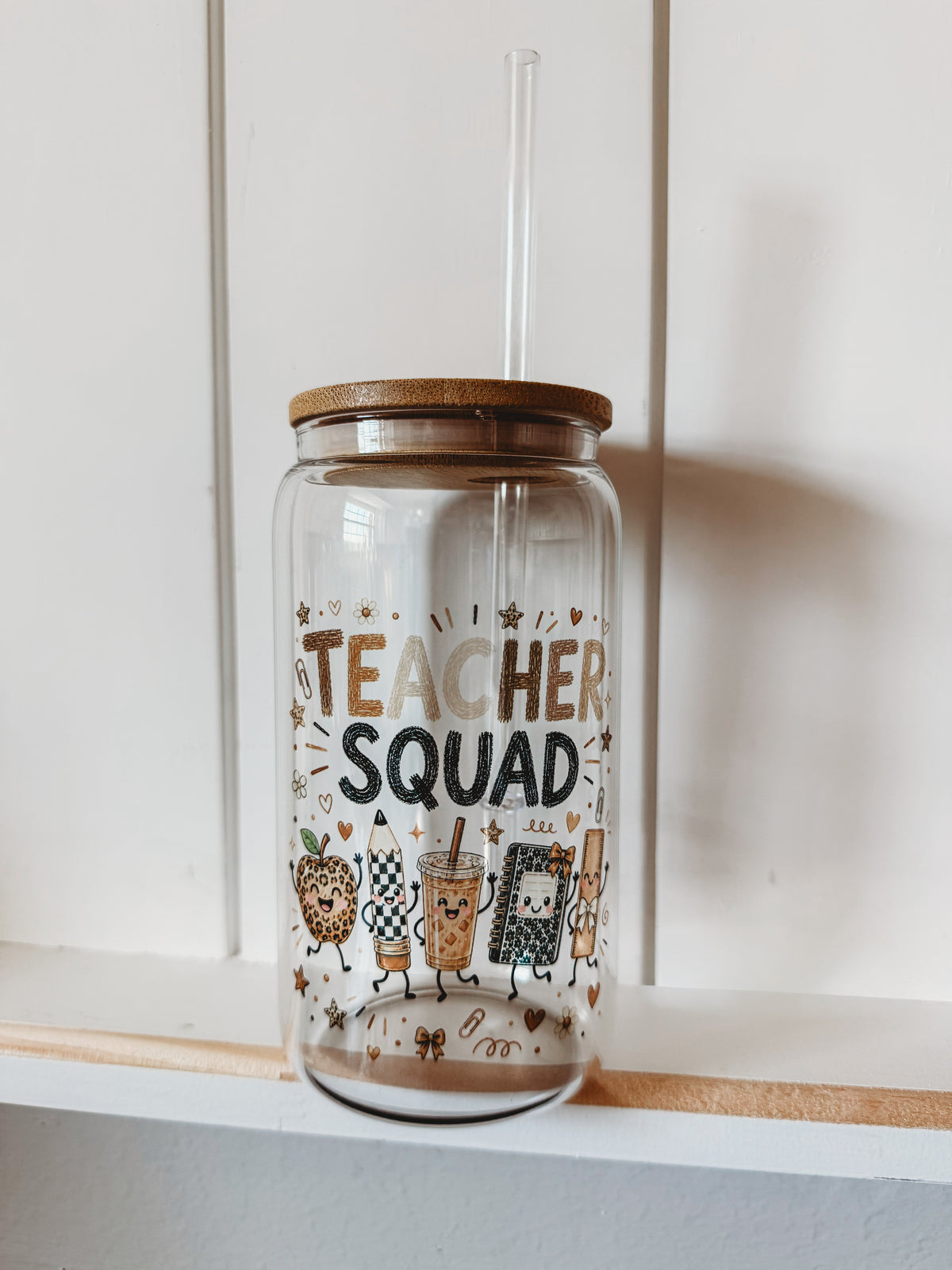 Teacher Squad Glass Tumbler 🍎