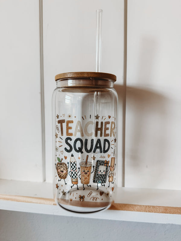 Teacher Squad Glass Tumbler 🍎