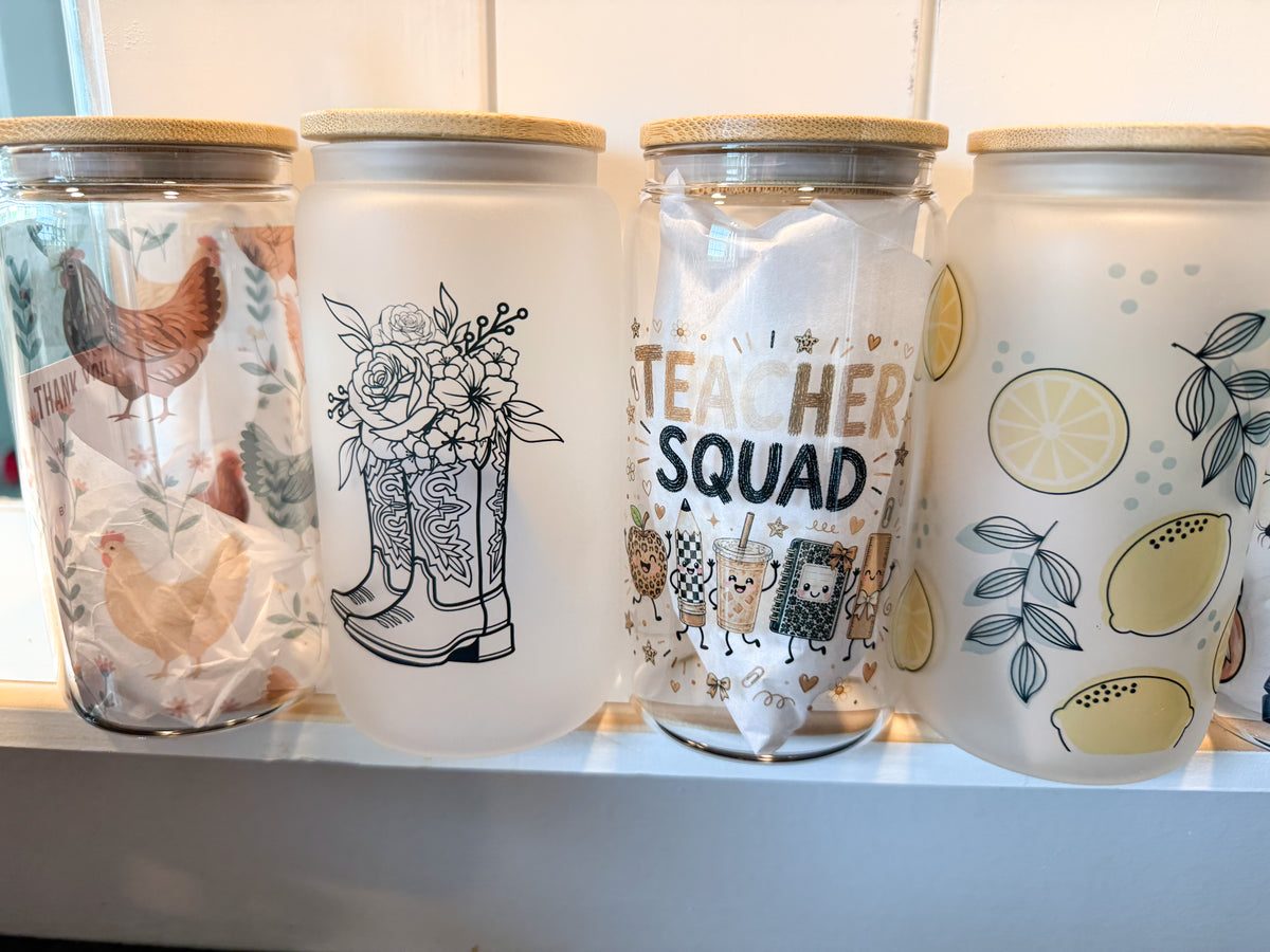 Cowgirl Coffee Glass Tumbler (frosted) 🤠