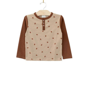 Fall Pecan Acorn Henley Tee
