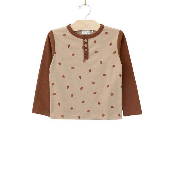 Fall Pecan Acorn Henley Tee